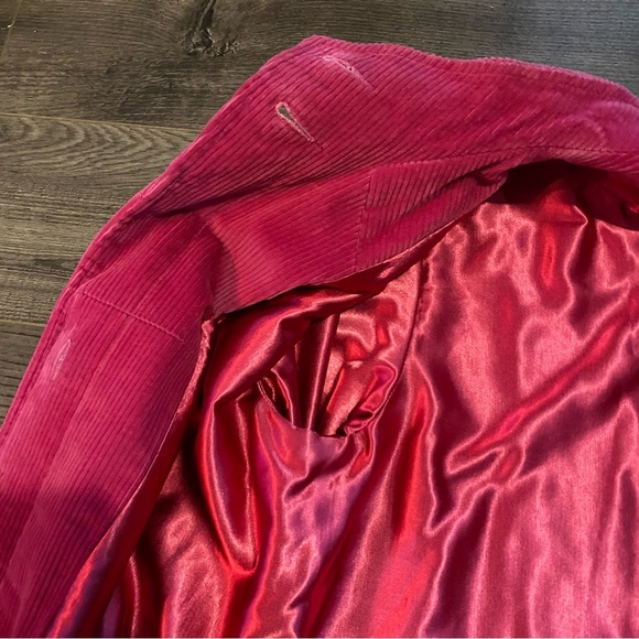 Vintage Electre Paris Corduroy trench coat pink belted coat fushia pink - Picture 6 of 12